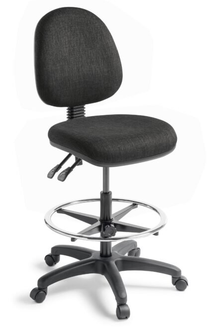 Eden Tag 2-lever Midback Ergonomic Chair with Highlift and Footring, Ebony Fabric